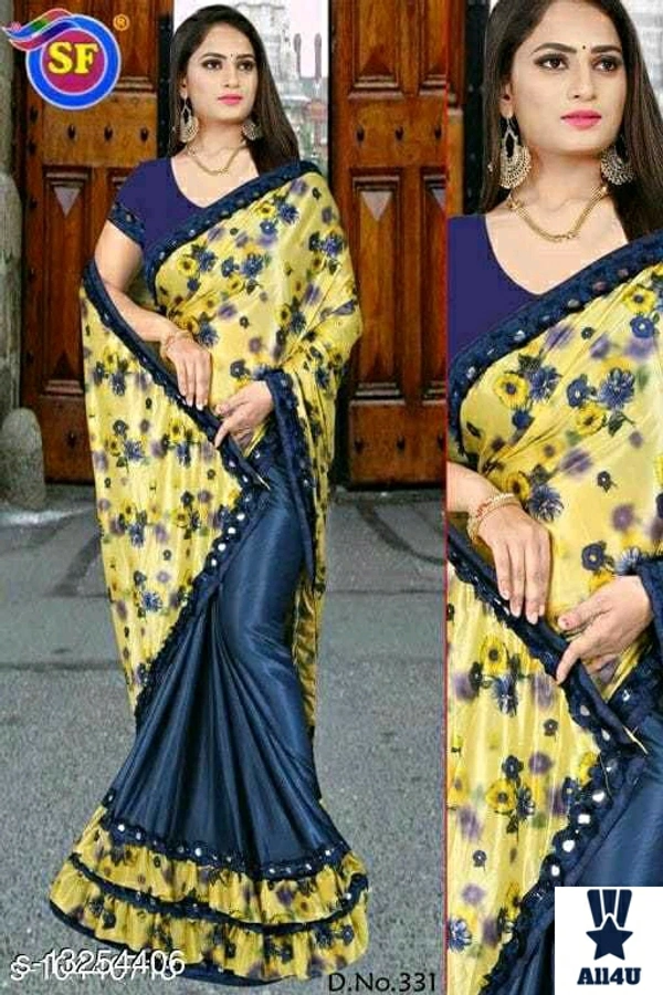 Bollywood Lycra Printed Saree with Blouse piece