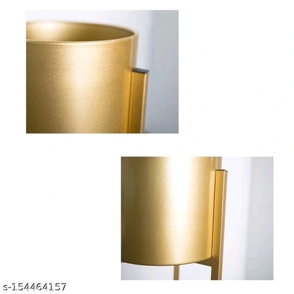 Modern Metal Floor Tall Indoor Plant Stand Flower Stands for Living Room Bedroom Display Plant Stand with Planter Pot (Set of 3 Gold) - Gold, 8*25*8