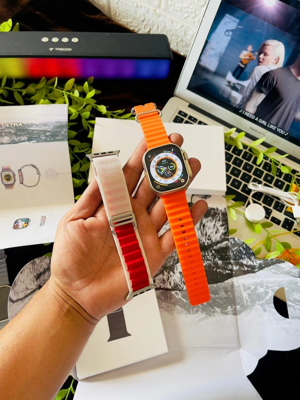 *SERIES 8 ULTRA 49 MM SIZE DUEL STRAP *❤️‍🔥❤️‍🔥*WITH ORIGINAL STRAP**WITH ORIGINAL BOX* *FEATURES*ᴍᴀᴋɪɴɢ & ᴀɴꜱᴡᴇʀ ᴄᴀʟʟꜱ ᴠɪᴀ ʙʟᴜᴇᴛᴏᴏᴛʜ.2.02 ɪɴᴄʜ ᴛꜰᴛ ꜱᴄʀᴇᴇɴ, ꜱᴘʟɪᴛ ꜱᴄʀᴇᴇɴ.ᴡɪʀᴇʟᴇꜱꜱ ᴄʜᴀʀɢɪɴɢ.ᴡᴀᴛᴄʜ ꜰᴀᴄᴇꜱ, 9 ᴍᴇɴᴜ ꜱᴛʏʟᴇ.ᴠᴏɪᴄᴇ ᴀꜱꜱɪꜱᴛᴀɴᴛ.ᴍᴜʟᴛɪ-ꜱᴘᴏʀᴛ ᴍᴏᴅᴇꜱ.📷Features• Multifunctional NFC• Voice Assistant• 2.02 inch TFT 428*485 Full pixel Touch Display• Built-in Speaker and Microphone for B - Wild Watermelon
