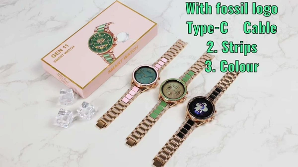 𝐏𝐫𝐞𝐦𝐢𝐮𝐦 𝐩𝐫𝐨𝐝𝐮𝐜𝐭 : - Fossil Generation 11 👑𝐏𝐫𝐢𝐜𝐞 : - 2800ship /-  Rs ( Dual Belt  ) Prepaid 80Cod 200Plus shipping ⭐️  Head Turning Gold Style  𝐒𝐩𝐞𝐜𝐢𝐟𝐢𝐜𝐚𝐭𝐢𝐨𝐧𝐬 : - ⚡ Experience the High Defination Square Display⚡️ Always On Display Working ⚡️ fully Metal Body ⚡ shows Fossil Logo at time of On / Off⚡ Voice Assistant Working ⚡️ Save upto 8 Contacts ⚡ C - Golden Tainoi