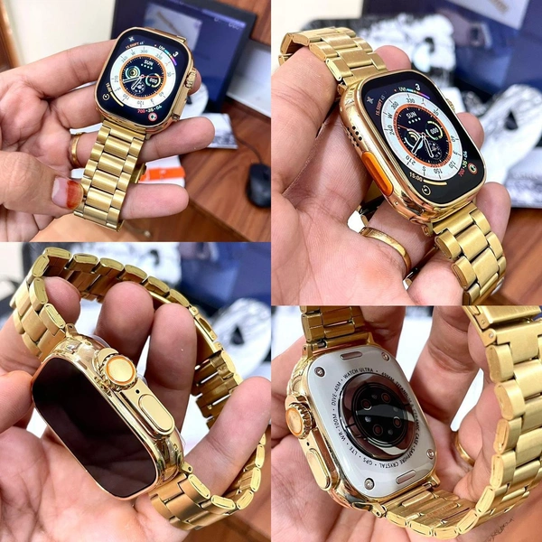 *Dubai quality golden colour *With apple logo *SERIES 8 ULTRA TOP QUALITY 🔥*❤️‍🔥❤️‍🔥*WITH ORIGINAL STRAP**WITH ORIGINAL BOX* *FEATURES*ᴍᴀᴋɪɴɢ & ᴀɴꜱᴡᴇʀ ᴄᴀʟʟꜱ ᴠɪᴀ ʙʟᴜᴇᴛᴏᴏᴛʜ.2.02 ɪɴᴄʜ ᴛꜰᴛ ꜱᴄʀᴇᴇɴ, ꜱᴘʟɪᴛ ꜱᴄʀᴇᴇɴ.ᴡɪʀᴇʟᴇꜱꜱ ᴄʜᴀʀɢɪɴɢ.ᴡᴀᴛᴄʜ ꜰᴀᴄᴇꜱ, 9 ᴍᴇɴᴜ ꜱᴛʏʟᴇ.ᴠᴏɪᴄᴇ ᴀꜱꜱɪꜱᴛᴀɴᴛ.ᴍᴜʟᴛɪ-ꜱᴘᴏʀᴛ ᴍᴏᴅᴇꜱ.📷Features• Multifunctional NFC• Voice Assistant• 2.02 inch TFT 428*485 Full pixel Touch Display• - Pirate Gold
