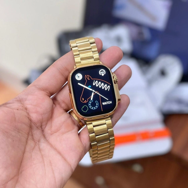 *Dubai quality golden colour *With apple logo *SERIES 8 ULTRA TOP QUALITY 🔥*❤️‍🔥❤️‍🔥*WITH ORIGINAL STRAP**WITH ORIGINAL BOX* *FEATURES*ᴍᴀᴋɪɴɢ & ᴀɴꜱᴡᴇʀ ᴄᴀʟʟꜱ ᴠɪᴀ ʙʟᴜᴇᴛᴏᴏᴛʜ.2.02 ɪɴᴄʜ ᴛꜰᴛ ꜱᴄʀᴇᴇɴ, ꜱᴘʟɪᴛ ꜱᴄʀᴇᴇɴ.ᴡɪʀᴇʟᴇꜱꜱ ᴄʜᴀʀɢɪɴɢ.ᴡᴀᴛᴄʜ ꜰᴀᴄᴇꜱ, 9 ᴍᴇɴᴜ ꜱᴛʏʟᴇ.ᴠᴏɪᴄᴇ ᴀꜱꜱɪꜱᴛᴀɴᴛ.ᴍᴜʟᴛɪ-ꜱᴘᴏʀᴛ ᴍᴏᴅᴇꜱ.📷Features• Multifunctional NFC• Voice Assistant• 2.02 inch TFT 428*485 Full pixel Touch Display• - Pirate Gold