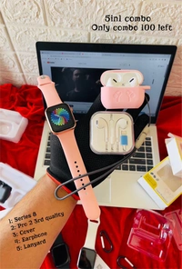 *❤️‍🔥5 in 1 Combo 🔥🔥 in 3 Colour  ⚠️⚠️*🛑🛑Order fast limited Stock buy now 🛑🛑White combo Pink combo Black combo ~Normal price 5900~*Price 3000only very low price ❤️‍🔥❤️‍🔥*Ship extra prepaid 150 Cod 200 advance 1. *Market Hot demand Apple Series 8**MODEL i8Pro Max*Set Owe wallpaper + Bt Calling + Scroll working*Wireless pin charging cable*Special features2. *AIRPOD PRO 2 TWS - Black