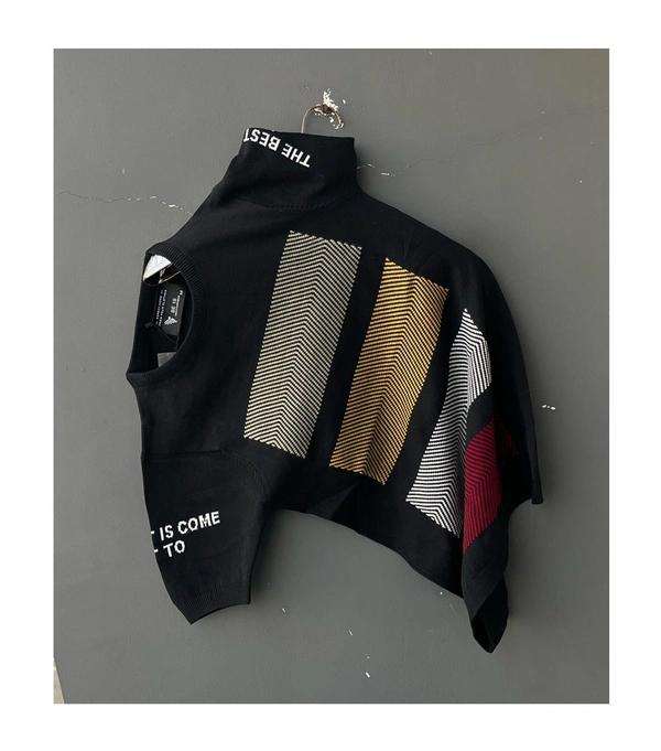 _half Sleeves Cotton KNITTED TSHIRT🔥✅_ - Black, L