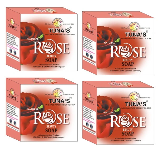 Tuna's® Tunas Rose Herbal Infused Soap Pack of 4 - 100gm*4, Rose