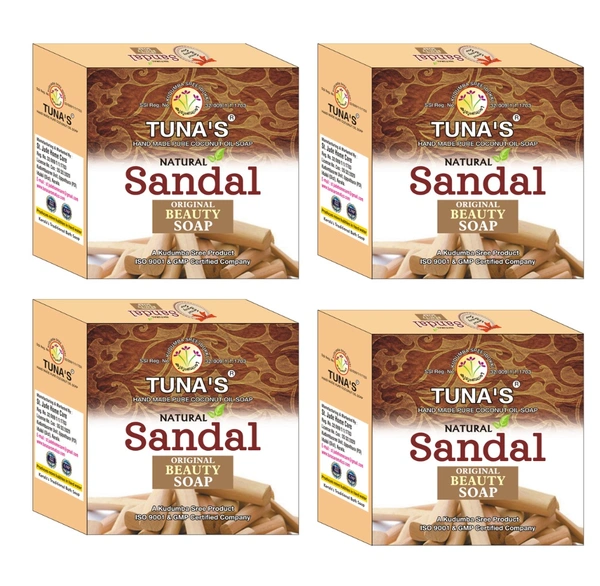 Tuna's® Tunas Sandal Soap Herbal Infused Pack of 4 - 100gm*4, Sandal, A