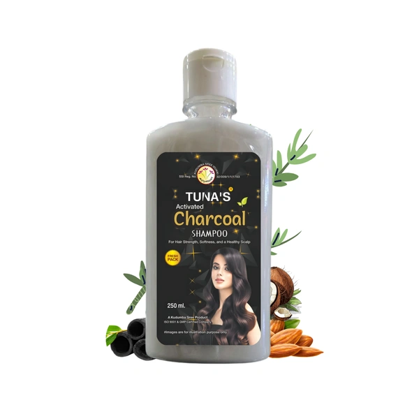 Tuna's Activated Charcoal Shampoo | For Silky and Soft Hair | Helps to Reduce Hair Breakage | SLS PARABEN FREE