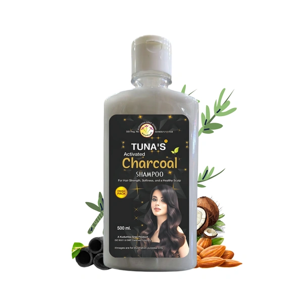 Tuna's Herbs Infused Activated Charcoal Shampoo | For Silky & Strengthen Hair | SLS PARABEN FREE