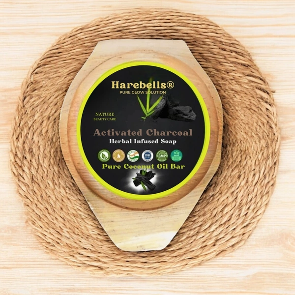 Harebells Activated Charcoal Soap | Herbs Infused | Free From Animal Fats Like Tallow or Lard etc..65gm