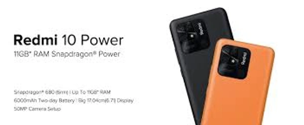 Redmi 10 Power Technology	GSM / HSPA / LTE2G bands	GSM 850 / 900 / 1800 / 1900 - SIM 1 & SIM 23G bands	HSDPA 850 / 900 / 21004G bands	1, 3, 5, 8, 40, 41Speed	HSPA, LTE-ALAUNCHAnnounced	2022, April 20Status	Available. Released 2022, April 30BODYDimensions	169.6 x 76.6 x 9.1 mm (6.68 x 3.02 x 0.36 in)Weight	203 g (7.16 oz)SIM	Dual SIM (Nano-SIM, dual stand-by)DISPLAYType	IPS LCD, 400 - Web Orange