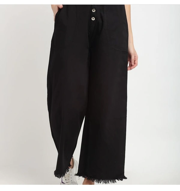 limeroad Mid Rise Denim Palazzo - All Size, Black