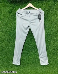 Men Regular Fit Lycra Blend Trousers light grey Combo - Gray