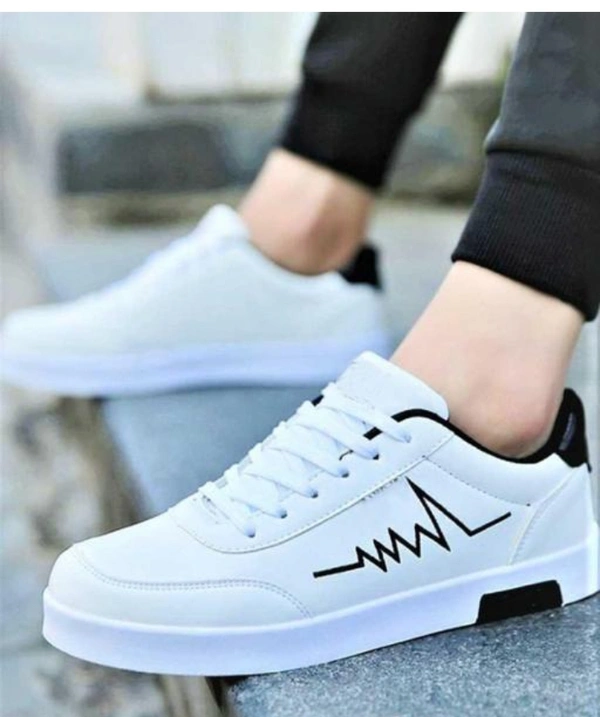 White Printed Sneakers For Men - White, IND7 IND6 IND9