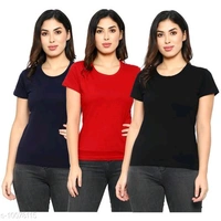 Myo Pure Cotton T-shirt for Women/Girls | Womens T-Shirt | Girls T-Shirt | T-Shirt | Regular Wear T-Shirt | Running | Jogging | Daily Wear | Summer Wear | Daily Wear | Comfty Cotton T-Shirt (Pack of 3)Name: Myo Pure Cotton T-shirt for Women/Girls | Womens T-Shirt | Girls T-Shirt | T-Shirt | Regular Wear T-Shirt | Running | Jogging | Daily Wear | Summer Wear | Daily Wear | Comfty Co - Red