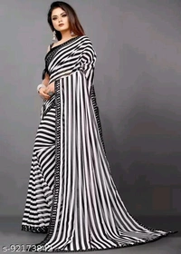 Banita Refined SareesName: Banita Refined SareesSaree Fabric: GeorgetteBlouse: Separate Blouse PieceBlouse Fabric: Dupion SilkPattern: StripedBlouse Pattern: SolidNet Quantity (N): SingleSizes: Free SizeCountry of Origin: India - Black