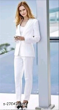Women Formal Ofiice Wear cord setName: Women Formal Ofiice Wear cord setTop Fabric: LyocellBottom Fabric: LyocellSleeve Length: Long SleevesNet Quantity (N): 2Add on: JacketSizes: S (Top Bust Size: 36 in, Top Length Size: 26 in, Bottom Waist Size: 28 in, Bottom Length Size: 37 in) M (Top Bust Size: 38 in, Top Length Size: 27 in, Bottom Waist Size: 30 in, Bottom Length Size: 37 in)  - White