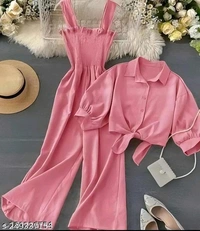 Fabulous Trendy Top & Bottom SetName: Fabulous Trendy Top & Bottom SetTop Fabric: CrepeBottom Fabric: CrepeSleeve Length: SleevelessNet Quantity (N): 1Sizes: S (Top Bust Size: 34 in, Top Length Size: 19 in, Bottom Waist Size: 28 in, Bottom Length Size: 35 in) M (Top Bust Size: 36 in, Top Length Size: 19 in, Bottom Waist Size: 30 in, Bottom Length Size: 35 in) Country of Origin: Ind - Web Orange
