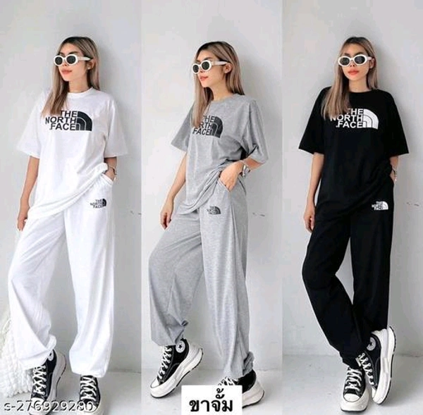 Top & Bottom Sets Name: Top & Bottom Sets Sleeve Length: Short SleevesSizes: S, M, LNORTH FACE LOWER SET FABRIC-HOISERY COTTON AVAILABLE SIZE (BUST)S 36M 38L 40PRICE  435Country of Origin: India - White