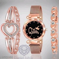 Rose gold Magnetic Chain magnet strap mash Watch Women watch Classy Heart Butterfly watch Black Girls Unique watch Women chain birthday gift Watch Analog Black watch hand watch new beautiful Girls Watch New Watch for Girls Watch With 2 Bracelet girls watch for women gift Analog Watch - For GirlsName: Rose gold Magnetic Chain magnet strap mash Watch Women watch Classy Heart Butterfl - Blue