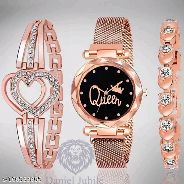 Rose gold Magnetic Chain magnet strap mash Watch Women watch Classy Heart Butterfly watch Black Girls Unique watch Women chain birthday gift Watch Analog Black watch hand watch new beautiful Girls Watch New Watch for Girls Watch With 2 Bracelet girls watch for women gift Analog Watch - For GirlsName: Rose gold Magnetic Chain magnet strap mash Watch Women watch Classy Heart Butterfl - Gold