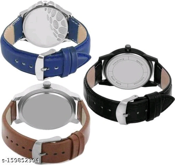 Stylish Men Glamour Brown Leather Analog Latest Watches gifted Man combo setName: Stylish Men Glamour Brown Leather Analog Latest Watches gifted Man combo setStrap Material: LeatherCase: AsymmetricCase/Bezel Material: Stainless SteelClasp Type: BuckleDate Display: YesDial Design: SolidDial Shape: RoundDisplay Type: AnalogDual Time: NoLight: NoMechanism: QuartzPower Source: Battery 