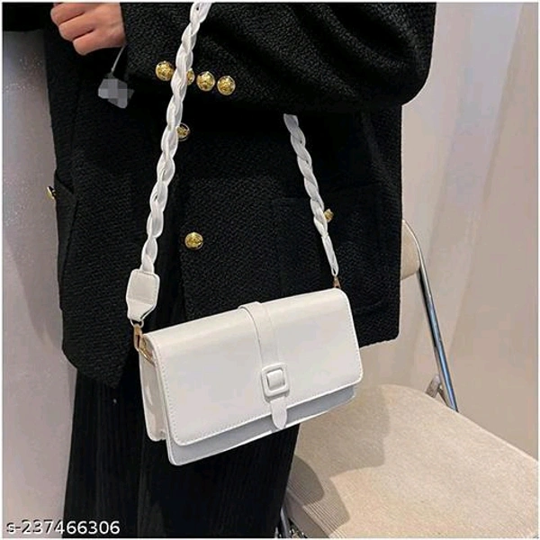 Buckle Decor Snap Button Square  Sling BagName: Buckle Decor Snap Button Square  Sling BagMaterial: PolyesterNo. of Compartments: 2Pattern: QuiltedNet Quantity (N): 1Sizes:Free Size (Length Size: 16 in, Width Size: 4 in, Height Size: 10 in) Country of Origin: India - White
