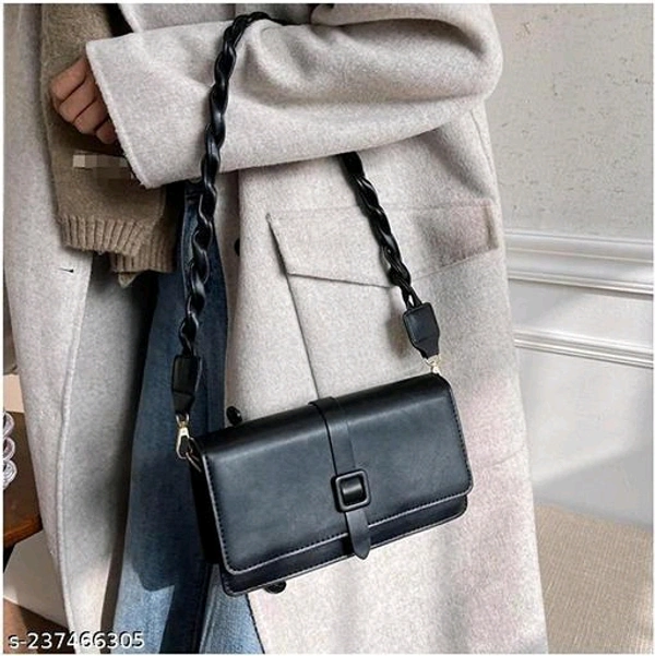 Buckle Decor Snap Button Square  Sling BagName: Buckle Decor Snap Button Square  Sling BagMaterial: PolyesterNo. of Compartments: 2Pattern: QuiltedNet Quantity (N): 1Sizes:Free Size (Length Size: 16 in, Width Size: 4 in, Height Size: 10 in) Country of Origin: India - Black