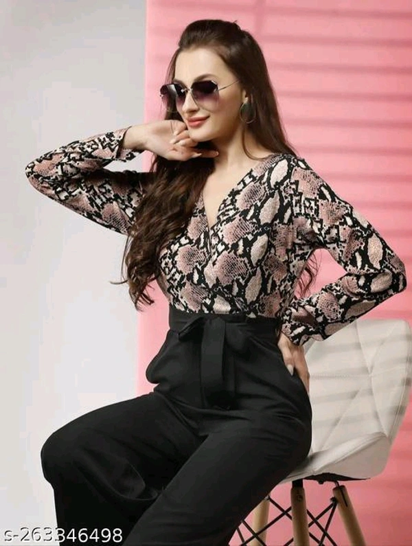 NEW FANCY WOMEN JUMPSUITName: NEW FANCY WOMEN JUMPSUITFabric: LycraSleeve Length: Long SleevesPattern: PrintedNet Quantity (N): 1Sizes: S (Bust Size: 36 in, Length Size: 54 in, Waist Size: 32 in) M (Bust Size: 38 in, Length Size: 54 in, Waist Size: 34 in) L (Bust Size: 40 in, Length Size: 54 in, Waist Size: 36 in) XL (Bust Size: 42 in, Length Size: 54 in, Waist Size: 38 in) XXL (Bu - Xxl Xl M S L
