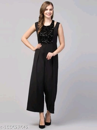 Women Girls Sequined Style Sleeveless Solid JumpsuitName: Women Girls Sequined Style Sleeveless Solid JumpsuitFabric: GeorgetteSleeve Length: SleevelessPattern: SolidNet Quantity (N): 1Sizes: M (Bust Size: 36 in, Length Size: 52 in, Waist Size: 30 in) Elevate your look with this ever-so-charming in Sequined Jumpsuit. It's very good choice to add it to your wardrobe for summer colle - M