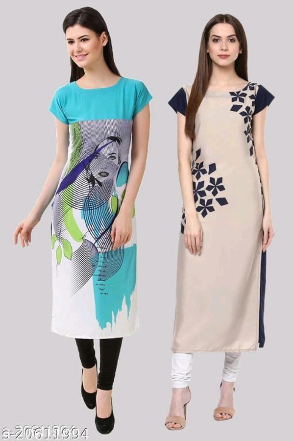 Women's Crepe A-Line Printed  Gorgeous Stitched Kurtis (Pack of 2 Kurtis)Name: Women's Crepe A-Line Printed  Gorgeous Stitched Kurtis (Pack of 2 Kurtis)Fabric: CrepeSleeve Length: Short SleevesPattern: PrintedCombo of: Combo of 2Sizes:S (Bust Size: 36 in, Size Length: 44 in) M (Bust Size: 38 in, Size Length: 44 in) L (Bust Size: 40 in, Size Length: 44 in) XL (Bust Size: 42 in, Size - S M L XL Xxl