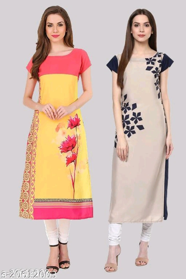 Women's Crepe A-Line Printed  Gorgeous Stitched Kurtis (Pack of 2 Kurtis)Name: Women's Crepe A-Line Printed  Gorgeous Stitched Kurtis (Pack of 2 Kurtis)Fabric: CrepeSleeve Length: Short SleevesPattern: PrintedCombo of: Combo of 2Sizes:S (Bust Size: 36 in, Size Length: 44 in) M (Bust Size: 38 in, Size Length: 44 in) L (Bust Size: 40 in, Size Length: 44 in) XL (Bust Size: 42 in, Size - S M L Xxl Xl