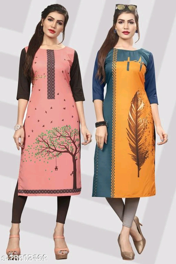 Women's Crepe Printed  KurtiName: Women's Crepe Printed  KurtiFabric: CrepeSleeve Length: Three-Quarter SleevesPattern: PrintedCombo of: Combo of 2Sizes:S (Bust Size: 36 in, Size Length: 44 in) M (Bust Size: 38 in, Size Length: 44 in) L (Bust Size: 40 in, Size Length: 44 in) XL (Bust Size: 42 in, Size Length: 44 in) XXL (Bust Size: 44 in, Size Length: 44 in) Country of Origin: Indi - S L M Xl Xxl