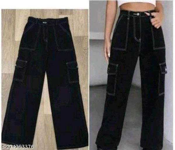 Trendy Stylish Full Length Stretcahble High Rise Flap Pocket Black Denim Jeans For WomenName: Trendy Stylish Full Length Stretcahble High Rise Flap Pocket Black Denim Jeans For WomenFabric: DenimNet Quantity (N): 1Sizes:28 (Waist Size: 28 in, Length Size: 35 in) 30 (Waist Size: 30 in, Length Size: 35 in) It Has 1 Pieces Of Denim Cargo Jeans For WomenCountry of Origin: India - Black, 28 30