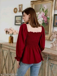 NEW KANSI TOPName: NEW KANSI TOPFabric: CrepeSleeve Length: Long SleevesPattern: Self-DesignNet Quantity (N): 1Sizes:S, M, L, XLCountry of Origin: India - White