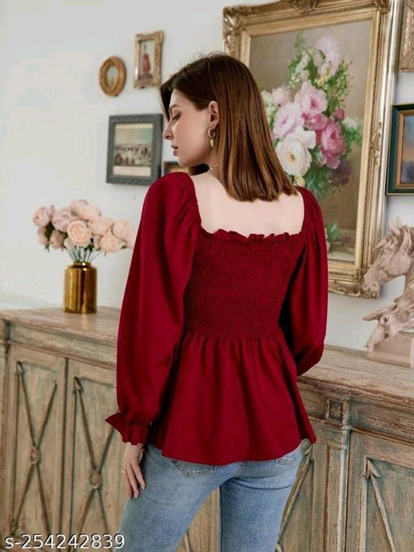 NEW KANSI TOPName: NEW KANSI TOPFabric: CrepeSleeve Length: Long SleevesPattern: Self-DesignNet Quantity (N): 1Sizes:S, M, L, XLCountry of Origin: India - White