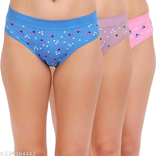 Panty/ Ladies Panties Combo Pack 3Name: Panty/ Ladies Panties Combo Pack 3Fabric: CottonPattern: PrintedNet Quantity (N): 3Sizes: S (Waist Size: 32 in) M (Waist Size: 34 in) L (Waist Size: 36 in) XL (Waist Size: 38 in) XXL (Waist Size: 40 in) Designed for everyday wear, these panties are made of a cotton blend for comfort and a touch of spandex for stretch. With a low-rise cut, the - S M L XL Xxl