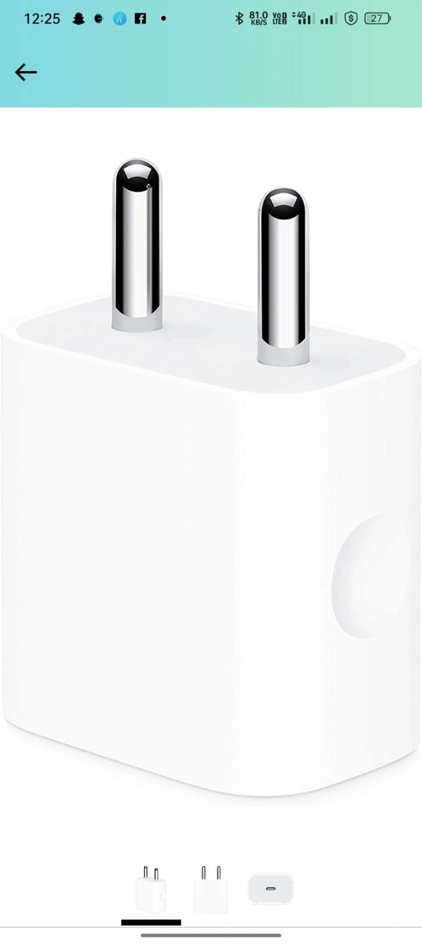 Apple 20W USB-C Power Adapter (for iPhone, iPad & AirPods) - White