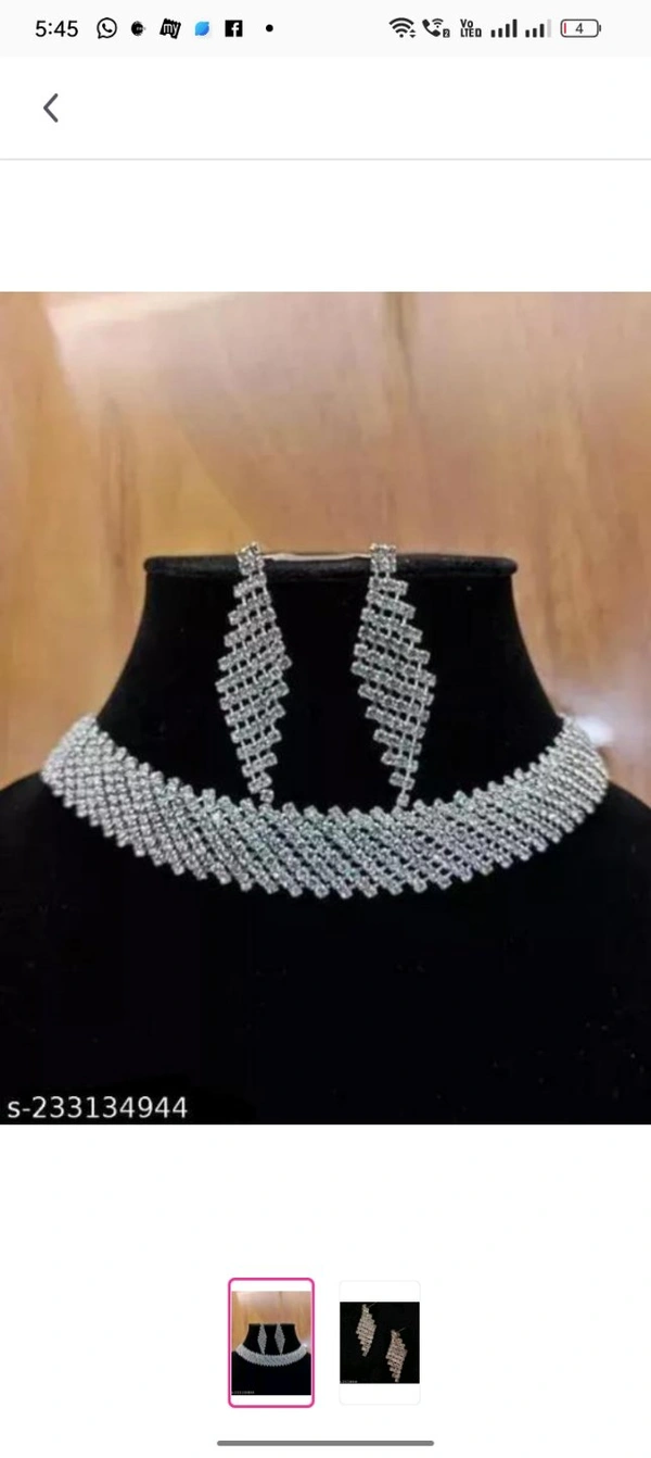 Beautiful Silver AD Diamond Choker Set With Earrings / New & Trending Necklace Jewellery Set . Western AD - Stone Jewellery Necklace / Fancy Stone Silver Choker Jewellery setName: Beautiful Silver AD Diamond Choker Set With Earrings / New & Trending Necklace Jewellery Set . Western AD - Stone Jewellery Necklace / Fancy Stone Silver Choker Jewellery setBase Metal: AlloyPlating: Silv - Pink
