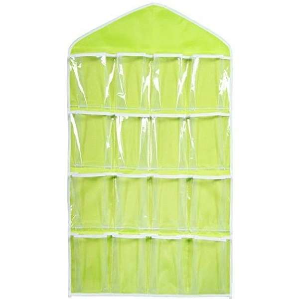 16 Pockets Clear Hanging Bag For Socks Bra Underwear Cupboard Rack Hanger