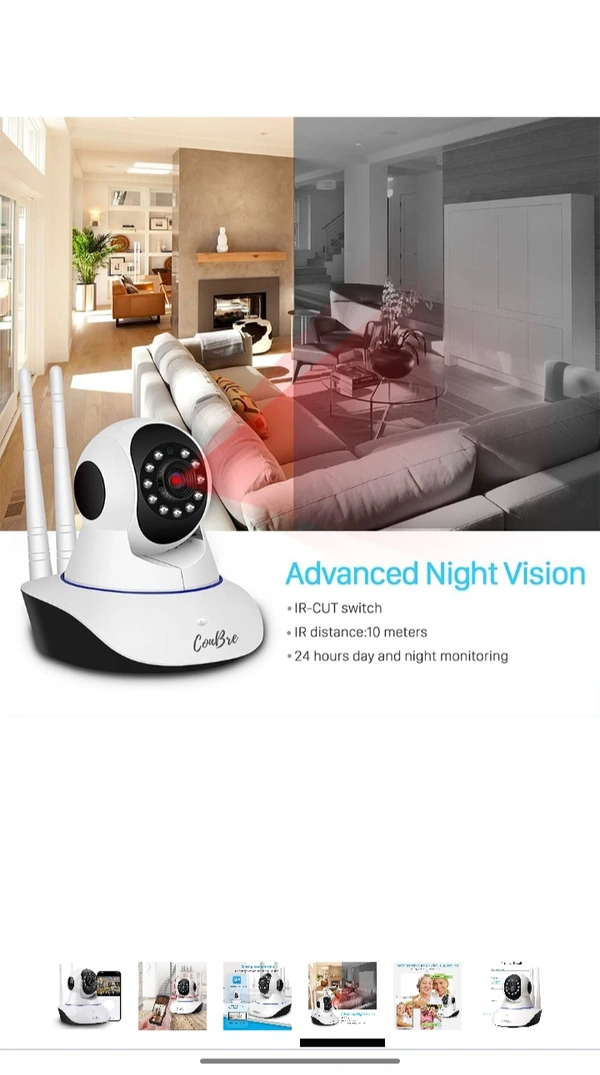 Conbre MultipleXR2 Pro {Upgraded} HD Smart WiFi Wireless IP CCTV Security Camera | Night Vision | 2-Way Audio | Support 64 GB Micro SD Card 