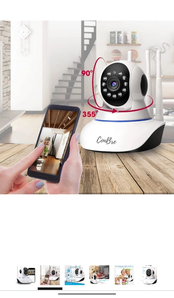 Conbre MultipleXR2 Pro {Upgraded} HD Smart WiFi Wireless IP CCTV Security Camera | Night Vision | 2-Way Audio | Support 64 GB Micro SD Card 