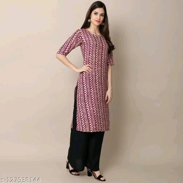 Stylish Women's Crepe Wine Color Ethnic Motif Printed Straight KurtiName: Stylish Women's Crepe Wine Color Ethnic Motif Printed Straight KurtiFabric: CrepeSleeve Length: Three-Quarter SleevesPattern: PrintedCombo of: SingleSizes:S (Bust Size: 36 in, Size Length: 44 in) XL (Bust Size: 42 in, Size Length: 44 in) L (Bust Size: 40 in, Size Length: 44 in) M (Bust Size: 38 in, Size Lengt - Red, S