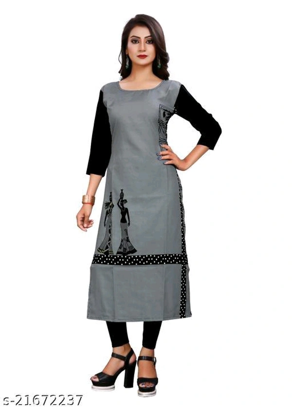 Trendy Drishya KurtisName: Trendy Drishya KurtisFabric: CrepeSleeve Length: Three-Quarter SleevesPattern: PrintedCombo of: SingleSizes:XL, L, XXL, MCountry of Origin: India - Gray, M