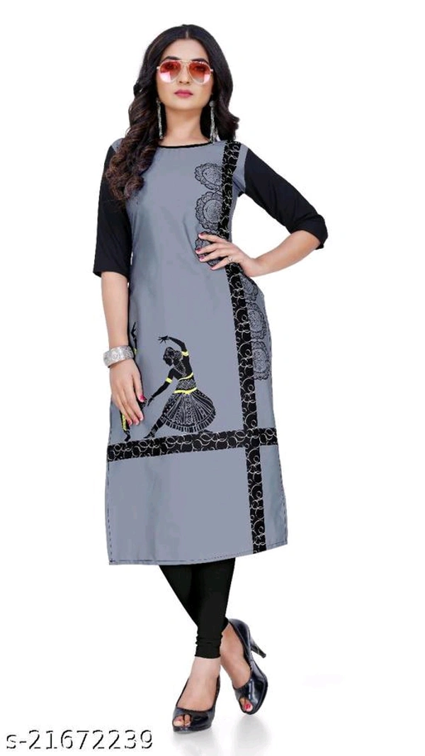Trendy Drishya KurtisName: Trendy Drishya KurtisFabric: CrepeSleeve Length: Three-Quarter SleevesPattern: PrintedCombo of: SingleSizes:XL, L, XXL, MCountry of Origin: India - Gray, Xxl