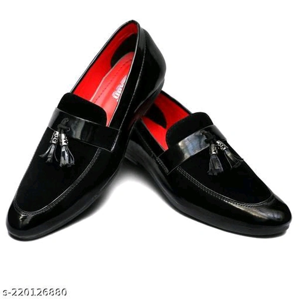 Vishu 4U party wear LoaferName: Vishu 4U party wear LoaferMaterial: SyntheticSole Material: PvcFastening: Slip OnPattern: SolidToe Shape: Round ToeNet Quantity (N): 1Sizes: IND-6, IND-7, IND-8, IND-9, IND-10Country of Origin: India - Black, 7