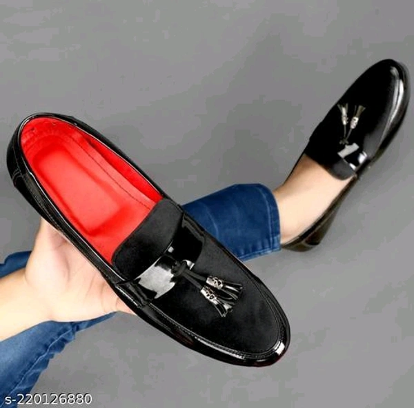 Vishu 4U party wear LoaferName: Vishu 4U party wear LoaferMaterial: SyntheticSole Material: PvcFastening: Slip OnPattern: SolidToe Shape: Round ToeNet Quantity (N): 1Sizes: IND-6, IND-7, IND-8, IND-9, IND-10Country of Origin: India - Black, 7