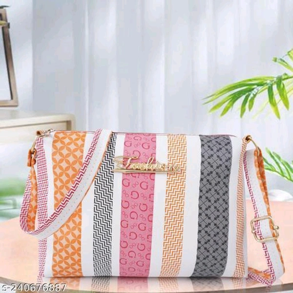 Classic Attractive Women Sling bagsName: Classic Attractive Women Sling bagsMaterial: PUNo. of Compartments: 1Pattern: PrintedNet Quantity (N): 1Sizes:Free Size (Length Size: 9 in, Width Size: 2 in, Height Size: 6 in) Made from premium. It is compact to store your important things with ease.Made From outer material PU and inner material From Fabric. Furthermore, they feature Zip cl