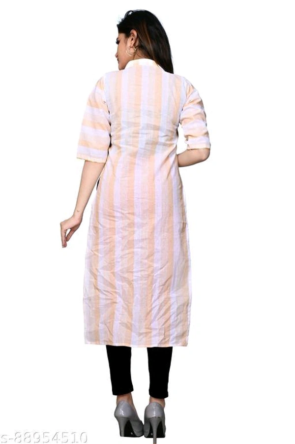 WOMENS COTTON HANDLOOM STRIPED KURTAName: WOMENS COTTON HANDLOOM STRIPED KURTAFabric: CottonSleeve Length: Three-Quarter SleevesPattern: StripedCombo of: SingleSizes:M (Bust Size: 38 in, Size Length: 43 in) L (Bust Size: 40 in, Size Length: 43 in) XL (Bust Size: 42 in, Size Length: 43 in) XXXL (Bust Size: 46 in, Size Length: 43 in) HE PRODUCTED IS FABRICATED WHILE KEEPING GLAMOUR C - Black, M