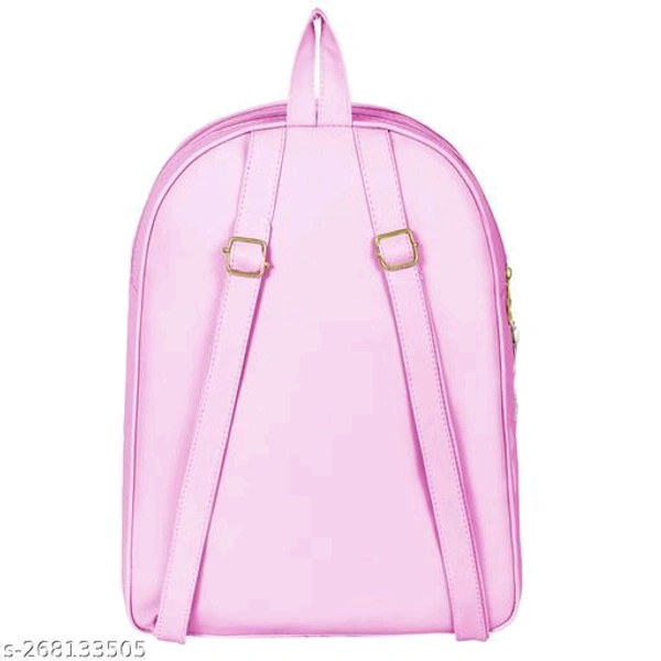 Pink New  Pu Leather Fashionable Stylish woman And  girls Backpack With 2 Main compartment - 85Name: Pink New  Pu Leather Fashionable Stylish woman And  girls Backpack With 2 Main compartment - 85Material: PUNo. of Compartments: 4Pattern: SolidNet Quantity (N): 1Sizes:Free Size (Length Size: 15.5 in, Width Size: 11.5 in) Pink New  Pu Leather Fashionable Stylish woman And  girls Bac