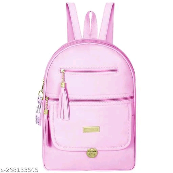 Pink New  Pu Leather Fashionable Stylish woman And  girls Backpack With 2 Main compartment - 85Name: Pink New  Pu Leather Fashionable Stylish woman And  girls Backpack With 2 Main compartment - 85Material: PUNo. of Compartments: 4Pattern: SolidNet Quantity (N): 1Sizes:Free Size (Length Size: 15.5 in, Width Size: 11.5 in) Pink New  Pu Leather Fashionable Stylish woman And  girls Bac